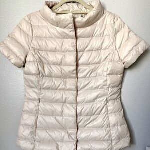 Anorak, 100% Goose Down, Short Sleeve Puffer Jacket in Cream